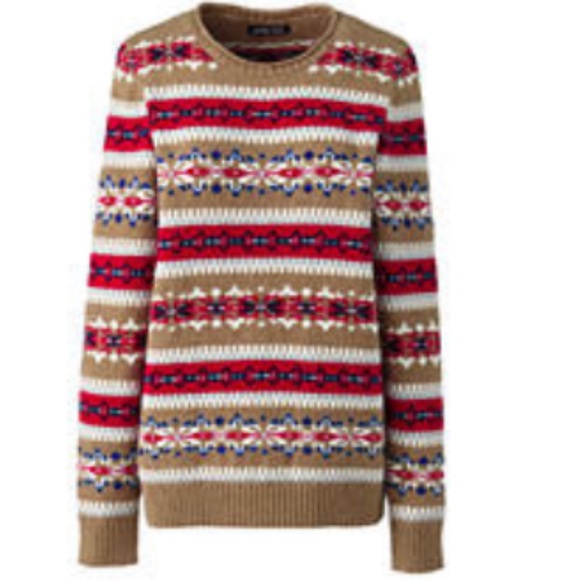 Land’s End Cozy Christmas Fair Isle Sweater - Picture 3 of 4
